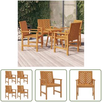 vidaXL Tuinstoelen Acaciahout - Visgraatpatroon - Massief - Set van 4 Bruin