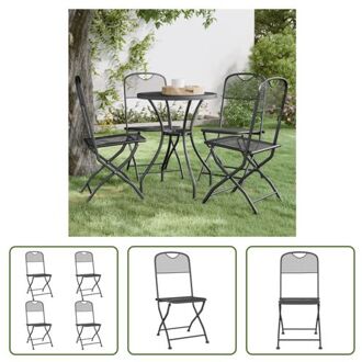 vidaXL Tuinstoelen - Inklapbaar - 54x40x86 cm - Metalen frame - Antraciet Grijs