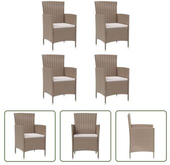 vidaXL Tuinstoelen - Poly rattan - Beige - 61 x 60 x 88 cm - Stevig frame - Gemakkelijk schoon te maken