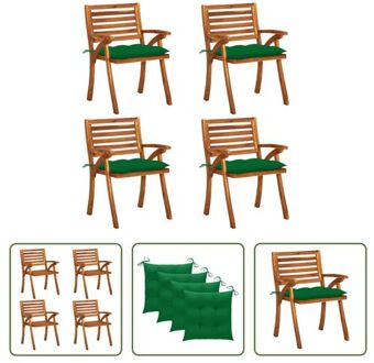 vidaXL Tuinstoelenset - Acaciahout - Groen kussen - 59x59x87 cm - Set van 4