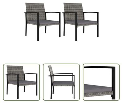 vidaXL Tuinstoelenset - PE-rattan - 53x58.5x83 cm - Grijs