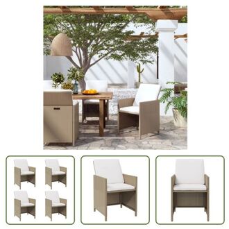 vidaXL Tuinstoelenset - PE rattan - Beige - 52 x 56 x 85 cm - Comfortabele zit