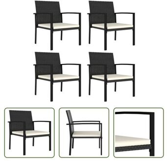 vidaXL Tuinstoelenset - PE-rattan - Zwarte stoelen - 53x58.5x83 cm - Stabiel en weerbestendig