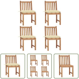 vidaXL Tuinstoelenset - Robuust Teakhout - 50x53x90 cm - Crèmewit kussen