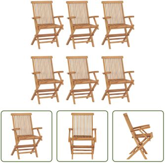 vidaXL Tuinstoelenset - Teakhout - 6 stuks - 56x62x90 cm - Duurzaam en elegant Bruin