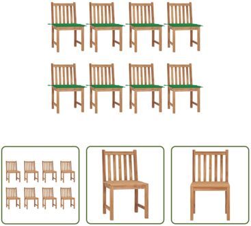 vidaXL Tuinstoelenset - Teakhout - 8 stoelen met kussen - 50x53x90 cm Groen