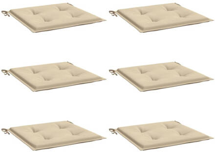 vidaXL Tuinstoelkussens 6 st 50x50x3 cm stof beige