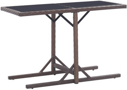 vidaXL Tuintafel 110x53x72 cm glas en poly rattan bruin