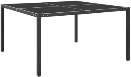 vidaXL Tuintafel 130x130x72 cm staal en glas antracietkleurig