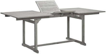 vidaXL Tuintafel (150-200)x100x75 cm massief acaciahout Grijs