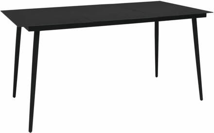 vidaXL Tuintafel 150x80x74 cm staal en glas zwart