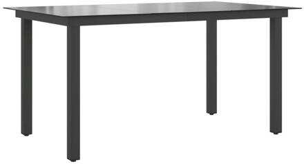 vidaXL Tuintafel 150x90x74 cm aluminium en glas zwart