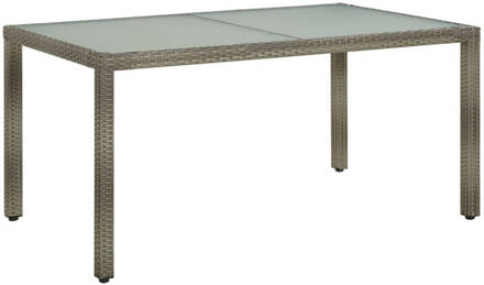 vidaXL Tuintafel 150x90x75 cm gehard glas en poly rattan grijs