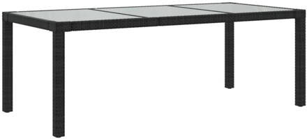 vidaXL Tuintafel 190x90x75 cm gehard glas en poly rattan black Zwart