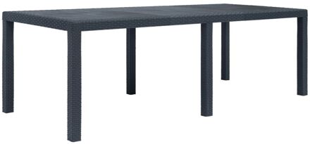 vidaXL Tuintafel 220x90x72 cm rattan-look kunststof antraciet Grijs