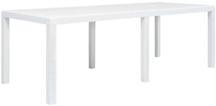 vidaXL Tuintafel 220x90x72 cm rattan-look kunststof wit