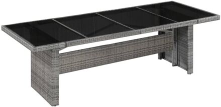 vidaXL Tuintafel 240x90x74 cm poly rattan en glas Grijs