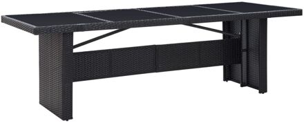 vidaXL Tuintafel 240x90x74 cm poly rattan en glas zwart