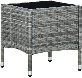 vidaXL Tuintafel 40x40x45 cm poly rattan grijs