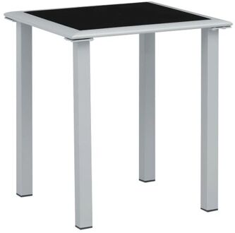 vidaXL Tuintafel 41x41x45 cm staal en glas zwart en zilverkleurig