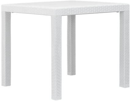 vidaXL Tuintafel 79x79x72 cm rattan-look kunststof wit