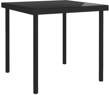 vidaXL Tuintafel 80x80x72 cm glas en staal zwart