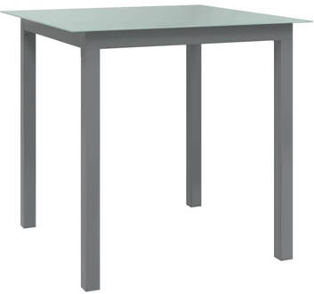 vidaXL Tuintafel 80x80x74 cm aluminium en glas lichtgrijs