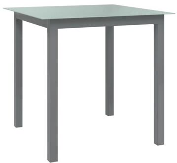 vidaXL Tuintafel 80x80x74 cm aluminium en glas lichtgrijs