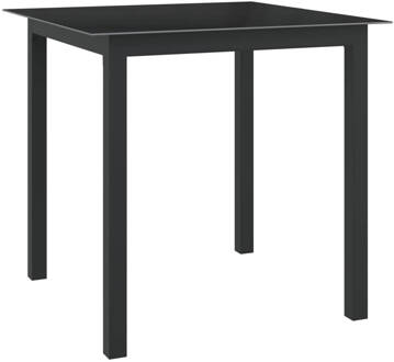 vidaXL Tuintafel 80x80x74 cm aluminium en glas zwart