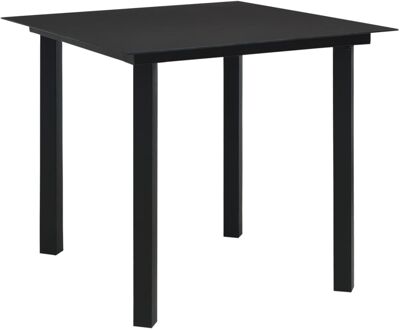 vidaXL Tuintafel 80x80x74 cm staal en glas zwart