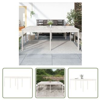 vidaXL Tuintafel - Classic - Hout - 203.5 x 100 x 76 cm - Wit