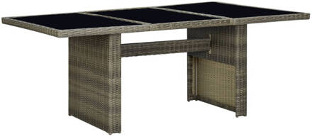 vidaXL Tuintafel poly rattan en gehard glas bruin