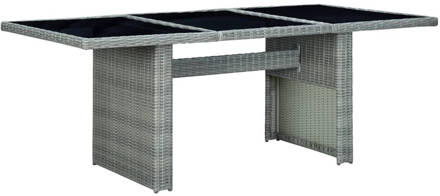 vidaXL Tuintafel poly rattan en gehard glas lichtgrijs