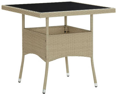 vidaXL Tuintafel poly rattan en glas beige