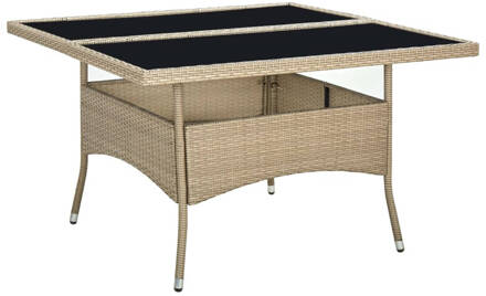 vidaXL Tuintafel poly rattan en glas beige