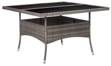 vidaXL Tuintafel poly rattan en glas grijs