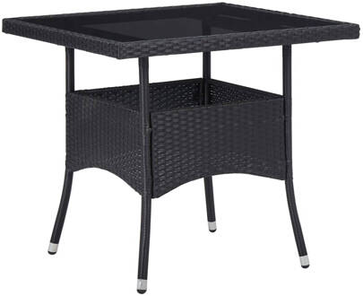 vidaXL Tuintafel poly rattan en glas zwart