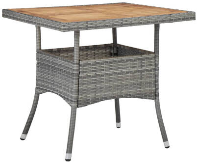 vidaXL Tuintafel poly rattan en massief acaciahout grijs