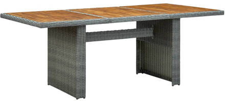 vidaXL Tuintafel poly rattan en massief acaciahout lichtgrijs