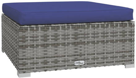 vidaXL Tuinvoetenbank met kussen 70x70x30 cm poly rattan grijs