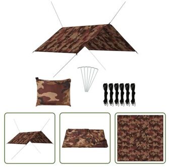 vidaXL Tuinzeil 300x285 cm - 180 T polyester met PA-coating - Camouflage Groen