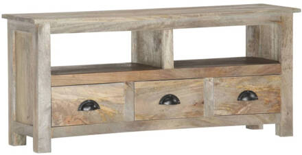 vidaXL Tv-meubel 110x30x50 cm massief mangohout Grijs