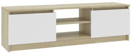 vidaXL Tv-meubel 120x30x35,5 Cm Spaanplaat Wit En Sonoma Eikenkleurig