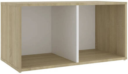 vidaXL Tv-meubel 72x35x36,5 cm spaanplaat wit en sonoma eikenkleurig Beige