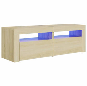 vidaXL Tv-meubel met LED-verlichting 120x35x40cm sonoma eikenkleurig Bruin