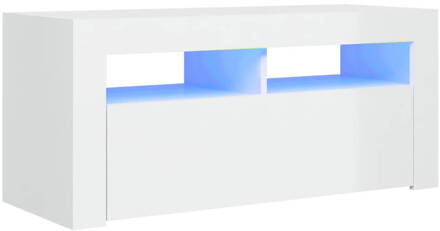 vidaXL Tv-meubel met LED-verlichting 90x35x40 cm hoogglans wit