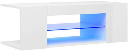 vidaXL Tv-meubel met LED-verlichting 90x39x30 cm hoogglans wit