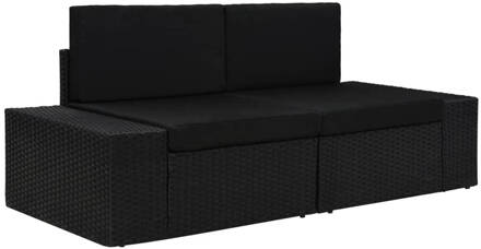 vidaXL Tweezitsbank sectioneel poly rattan zwart