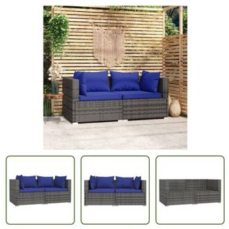 vidaXL Tweezitsbank - Tuinmeubelen - Afmeting- 140 x 70 x 60.5 cm - Grijs PE-rattan