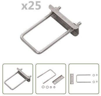 vidaXL U-beugelverbinding 60x40mm - Roestvrij staal - 25 sets Zilverkleurig